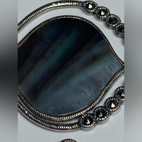 Silpada RARE HTF Sterling & Abalone w/Marcasite CONTOUR Drop Earrings - Picture 14 of 16